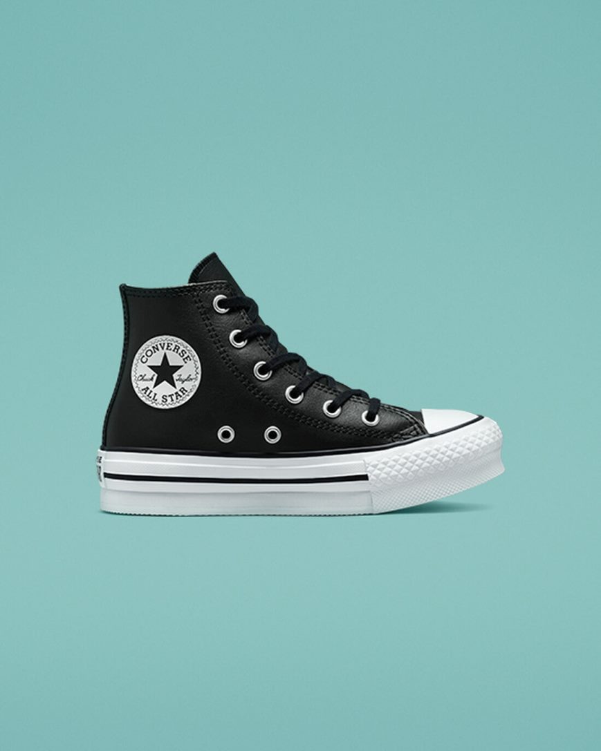 Topanky Na Platforme Converse Chuck Taylor All Star Lift Kozene Vysoke Dievcenske Čierne Béžové Biele | SK F11DRG6